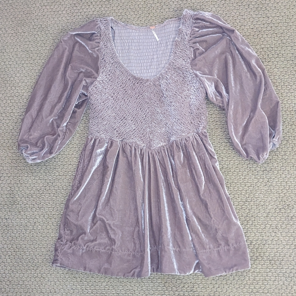 Free People NWOT Farrier Velvet Mini Dress LRG in Pale Lavender​ - Picture 9 of 12